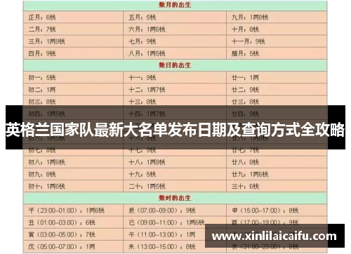 英格兰国家队最新大名单发布日期及查询方式全攻略